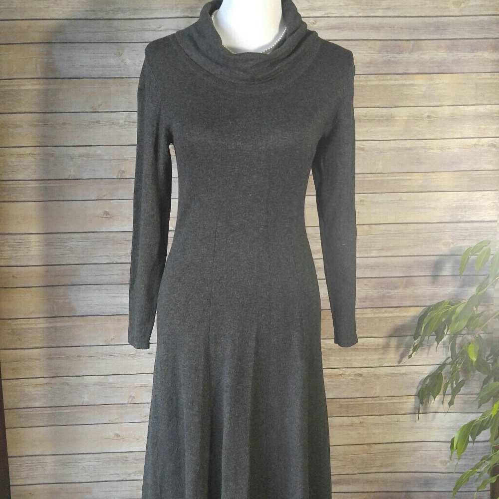 Cowl neck sweater dress